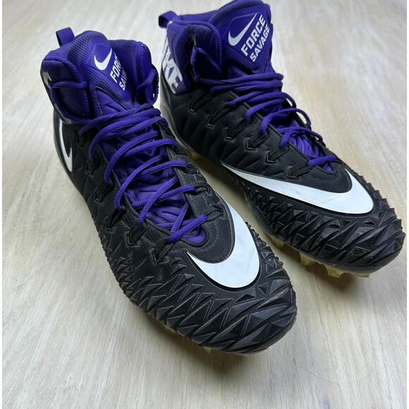 Nike Force Savage Elite 2 Black Purple White High Top Football Cleats Turf US 16 - Picture 12 of 16